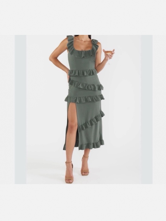 Show Me Your MuMu Dresses & Skirts - Show Me Your Mumu Greta Midi Dress Silver Sage Stretch Crepe Size XXL